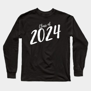 Class Of 2024. Simple Typography 2024 Design for Class Of/ Graduation Design. White Script Long Sleeve T-Shirt